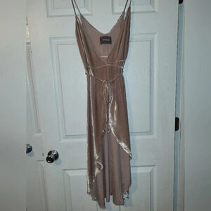 Reformation pink velvet wrap ballet-core Slip Midi Dress